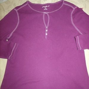 Eddie Bauer Keyhole Neck Three Button Henley NWOT